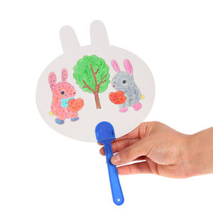 Abanico de Graffiti Diy de dibujos animados para niños, bonito abanico redondo en blanco dibujado a mano, modelo para el Día de los niños, papel de pintura de colores, abanico pequeño - Product Image 4