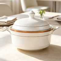 Service de table en porcelaine fine HY Luxury Gold Rim, assiettes et bols en céramique, 60 pièces, motif floral classique, passe au lave-vaisselle, adapté aux aliments