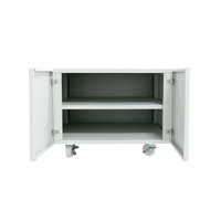 Support d'imprimante de fichiers sur piédestal mobile en acier blanc moderne à 2 portes meuble de bureau pour la maison et l'atelier
