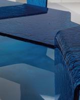 Ensemble de 3 tables basses en acrylique bleu océan sur mesure de luxe, transparentes et à bords lisses, qualité supérieure, vente en gros