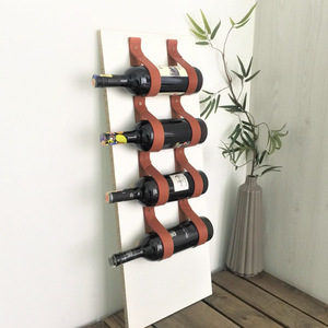 Customized Nordic style PU leather <b>wine</b> <b>rack</b>, minimalist and stylish <b>wine</b> pendant for hotels and restaurants, home <b>wall</b>-mounted - Product Image 2