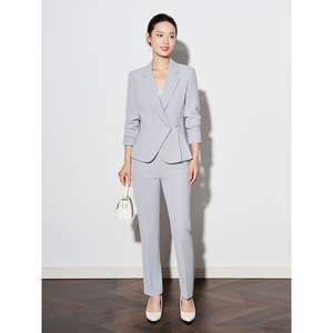 Women's Business Suit Set Pencil Silhouette Anti-Wrinkle Woven Fabric For Office Work Professional Attire Autumn Wear - Product Image 5