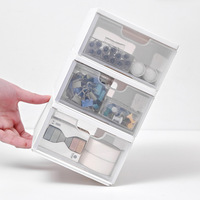 Petite boîte de rangement de bureau en plastique de type tiroir pour cosmétiques et papeterie ; Organisateur de bureau empilable avec couvercle pour la maison et le bureau – Nouveau