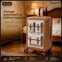 Valise vintage PC Spinner personnalisée avec serrure TSA, roues silencieuses à double rangée, compartiments multiples sur le devant, bagage cabine rigide pour affaires