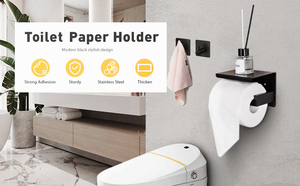 Portarrollos de Papel Higiénico de Acero Inoxidable Negro SS201, Soporte para Toallas, Portarrollos de Papel Higiénico para Baño, Estante para Teléfono Móvil, Cocina - Product Image 4