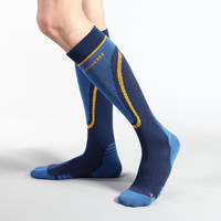 Chaussettes de sport en laine mérinos pour le ski d'hiver, hauteur genou, antibactériennes, technologie jacquard, tricotées, respirantes, coussin épais, séchage rapide