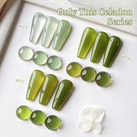 Vernis Gel UV Série Celadon Vert Jade Translucide Effet Gelée Transparente Soak Off LED pour Salon de Manucure