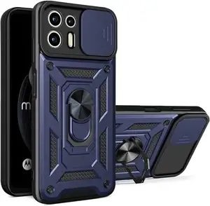 Coque de téléphone de Protection d'objectif de caméra à fenêtre coulissante pour ZTE Blade A31 Plus A54 A51 A33S 4G A53 anneau antichoc béquille couverture arrière