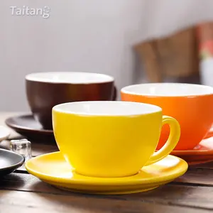 Restoran ev çay kahve fincan seti özel klasik çay Espresso seramik renkli kahve fincan ve çay tabağı