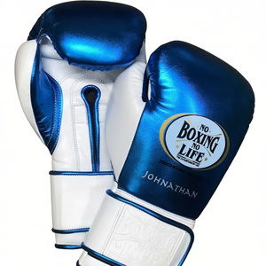 Guantes de Boxeo de Piel de Vacuno de Primera Calidad, Color Azul y Blanco, con Cierre de Velcro y Logotipo Personalizado, Marca No Life - Product Image 1