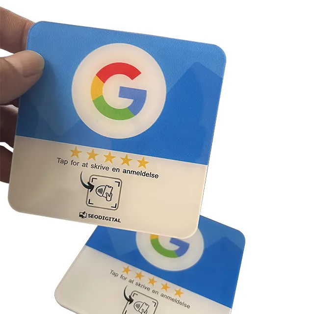 Logotipo personalizado NFC Google Review Acrílico Mesa Etiqueta Código QR NFC etiquetas de menu 3 M adesivo de apoio