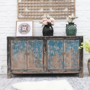 Chinese Antique Rustic Shabby Chic Style Wooden Sideboard Furniture