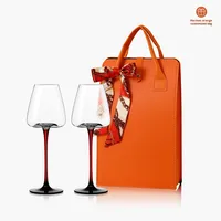 Verre à vin rouge en cristal de luxe personnalisé en gros, couleur personnalisée, capacité de 400 à 600 ml, emballage en boîte cadeau pour les fêtes de mariage