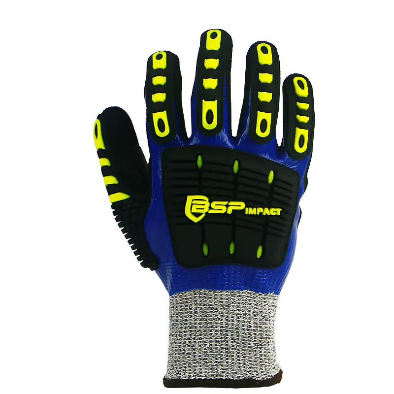 TPR耐衝撃性サンディニトリルパームコーティングカット耐性安全手袋アンチカット手袋レベル5