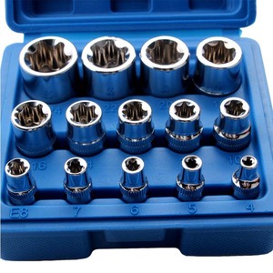 E Type Torx Socket <b>Set</b> 14 Piece Metric 1/2 In Drive High Carbon Steel Automotive Repair <b>Tool</b> Plastic Box <b>Set</b> - Product Image 2