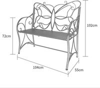 Fauteuil de jardin 2 places en fonte résistant aux intempéries avec coussin en éponge pour terrasse et pelouse