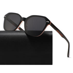 Gafas de Sol de Acetato con Marco Grande Estilo Europeo, Lentes Polarizadas TAC con Protección UV400, Unisex, Negras, G5122, Protección Solar para Conducir - Product Image 1