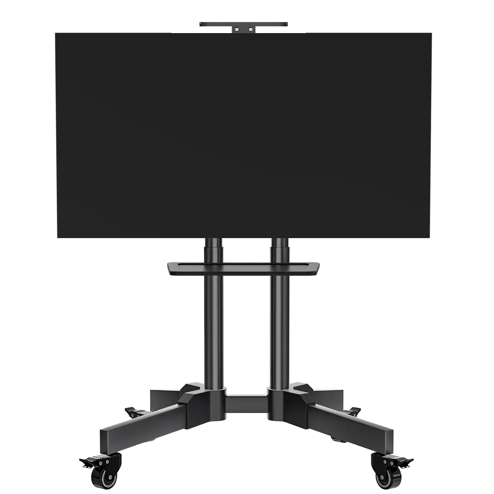 व्यापक रूप से प्रयुक्त OEM ऊंचाई समायोज्य 360 डिग्री मोबाइल डिस्प्ले मेटल टीवी स्टैंड ट्रॉली ब्रैकेट मूवेबल टीवी स्टैंड