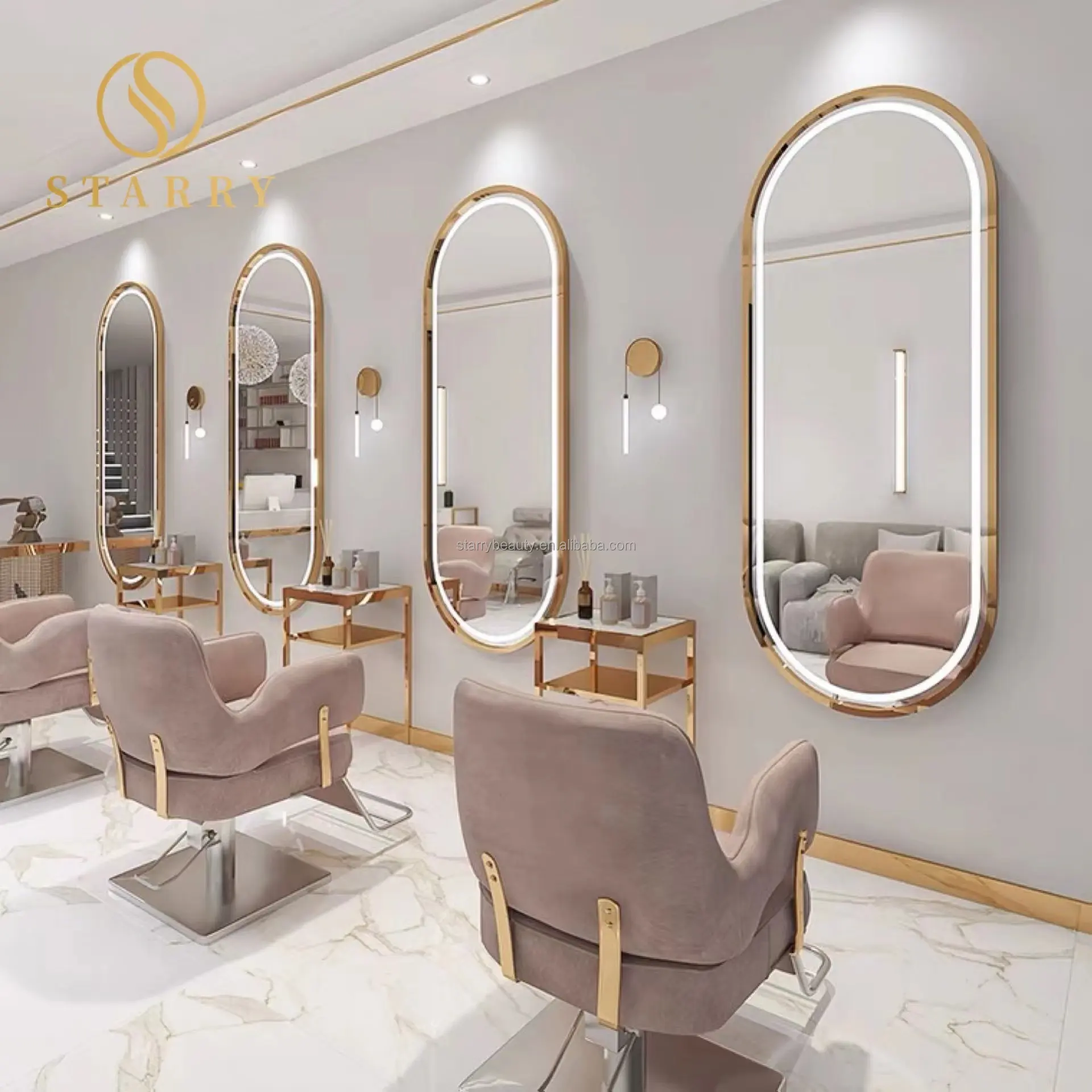 Friseur LED beleuchteter Salons piegel Verwendung in der Beauty Salon Mirror Station
