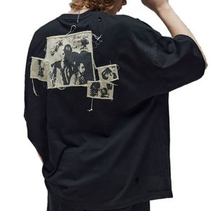 Camisetas de gran tamaño de diseñador personalizado para hombres 100% algodón cuello redondo bordado letra patrón ropa - Product Image 1