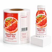 Étiquette thermorétractable personnalisée pour bouteille PETG de thé aux fruits de pamplemousse, enveloppe intégrale pour boisson