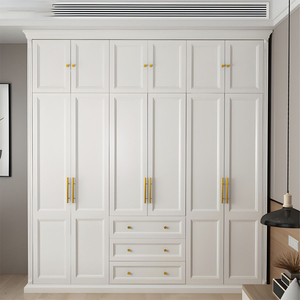 <span class=keywords><strong>Armadio</strong></span> Guardaroba in Legno Bianco Stile Shaker a <span class=keywords><strong>4</strong></span> <span class=keywords><strong>Ante</strong></span> con Cassetti, Design Classico Europeo Personalizzato <span class=keywords><strong>per</strong></span> Camera da Letto - Product Image 3