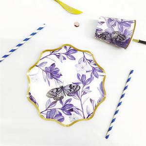 DAMAI Flower Butterfly Premium Chinoiserie Tea Party Supplies <b>Disposable</b> Party <b>Tableware</b> Dinnerware Paper Cups Napkins Plates - Product Image 3
