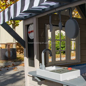 Maisonnette en bois d'extérieur avec banc, aire de jeux, maisonnette tendance pour enfants, cabane en bois pour enfants - Product Image 4