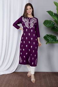 New Arrival Best Design Heavy Silk Slub Heavy Embroidery Work Kurti Indian Exporter and Supplier - Product Image 2