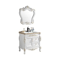 Coiffeuse de salle de bain moderne et antique en PVC à double porte sur pied Coiffeuse de salle de bain avec lavabo Miroir de salle de bain pour hôtel