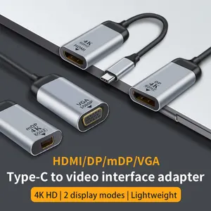 4K @ 60HZ USB-C 남성 HDMI 2.0 어댑터 유형 c DP VGA 여성 어댑터 케이블 1080P @ 60HZ Macbook HDTV 프로젝터 USB C HDMI