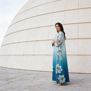 Luxury Custom Printed Polyester <b>Abaya</b> <b>Dress</b> for Muslim Women Evening Party Occasion Wholesale - Product Image 2