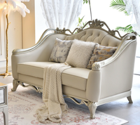 Ensemble de canapés en cuir PU européen haut de gamme, bois massif sculpté, sectionnel en forme de L, Beno 836, durable, confortable, salon, appartement