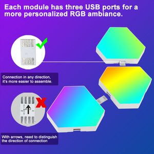 Nuevos Paneles de Luz <span class=keywords><strong>LED</strong></span> RGB Hexagonales de Empalme Libre, <span class=keywords><strong>Luces</strong></span> de Pared <span class=keywords><strong>con</strong></span> <span class=keywords><strong>Control</strong></span> <span class=keywords><strong>Remoto</strong></span> por Aplicación Inteligente, <span class=keywords><strong>Luces</strong></span> para Juegos <span class=keywords><strong>con</strong></span> Sincronización Musical - Product Image 3