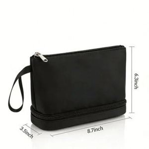 Custom Logo Double Layer <b>Makeup</b> Bag, Large Capacity Portable Cosmetic Pouch, Travel Toiletry Bag - Product Image 2