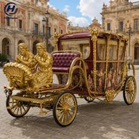 Calèche de mariage électrique royale avec décorations de figurines dorées jumelées pour hôtels, zones scéniques et services de transport événementiel