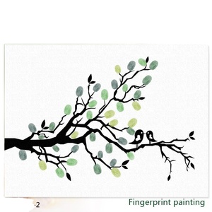 Peinture murale autocollante DIY avec <span class=keywords><strong>empreintes</strong></span> digitales pour <span class=keywords><strong>mariage</strong></span>, signature, <span class=keywords><strong>arbre</strong></span>, peinture <span class=keywords><strong>à</strong></span> <span class=keywords><strong>l</strong></span>'huile, décoration intérieure, graffiti au doigt - Product Image 4