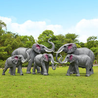 Statue d'éléphant personnalisée en fibre de verre, sculpture d'éléphant animal de la jungle pour location d'accessoires d'événements et de fêtes d'anniversaire