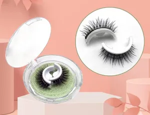 Beautiful crystal box green/pink/yellow custom 3d strip false eyelashes Natural Volume mink fur lashes