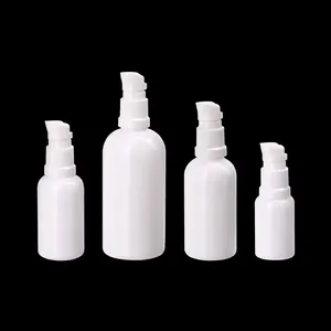 empty opal white glass bottles10ml 15ml 30ml 50ml 100 ml with white plastic serum pump bottles opal glass bottle