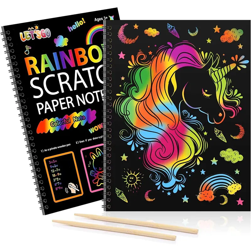 Çocuklar sihirli gökkuşağı renk Scratch sanat kitap yaratıcı boyama kağıt kartı eğitim kitap