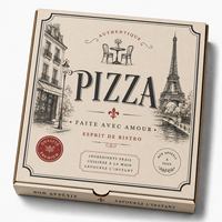 Boîte d'emballage pour pizza en carton ondulé kraft recyclable avec logo personnalisé en relief or, impression quadricolore pour la livraison de nourriture aux restaurants