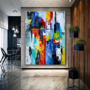 Bức tranh sơn dầu làm bằng tay đầy màu sắc toàn cảnh đầy màu sắc trừu tượng biển đóng khung tường nghệ thuật hiện đại Cảnh Biển Lớn - Product Image 5