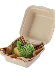 ケーキトレイIMEE分解性弁当箱箱角使い捨てバーガーランチボックス - Product Image 5