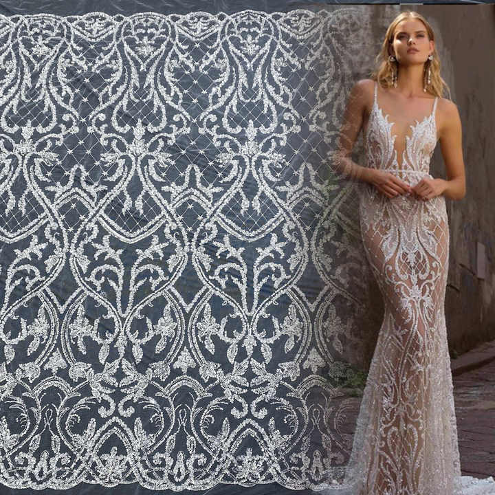 lace fabric for wedding dresses Bridal : Dress Each piece of Corded and Beaded lace fabric is carefully crafted with attention to detail How to Choose the Right