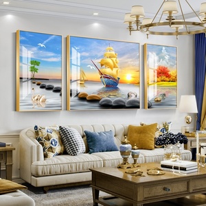 Pittura di cristallo leggera della porcellana del diamante della barca <span class=keywords><strong>a</strong></span> <span class=keywords><strong>vela</strong></span> di lusso leggera per la decorazione del fondo del sofà del salone - Product Image 2