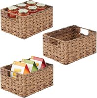 Panier de rangement en jacinthe d'eau naturelle avec poignée Panier en osier rectangulaire Organisant Panier de rangement en osier décoratif