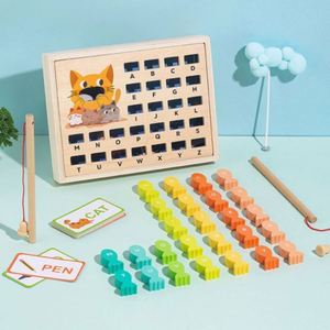 Creative Fine Motor Skill Toy ABC <b>Alphabet</b> Color Sorting <b>Puzzle</b> Spelling Letters Cognition Wooden Magnetic Fishing Game - Product Image 1