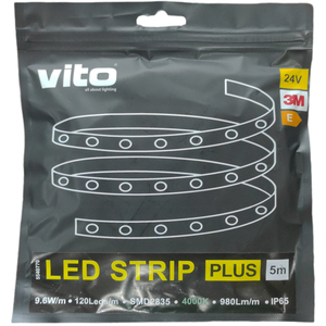 Bande LED 24V 120CHIPS/m 9.6W/m 980Lm 4000K Blanc Chaud 5m - Product Image 2