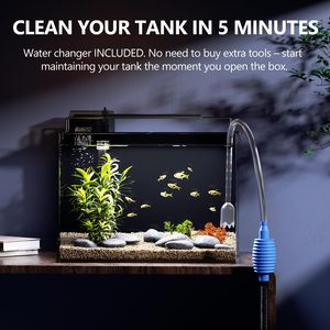 Kit d'aquarium moderne de 5 gallons avec chauffage, filtre HOB, lumière LED, minuterie, couvercle, aspirateur à <span class=keywords><strong>siphon</strong></span>, nettoyage automatique, aquarium sans bordure en verre <span class=keywords><strong>pour</strong></span> betta - Product Image 6